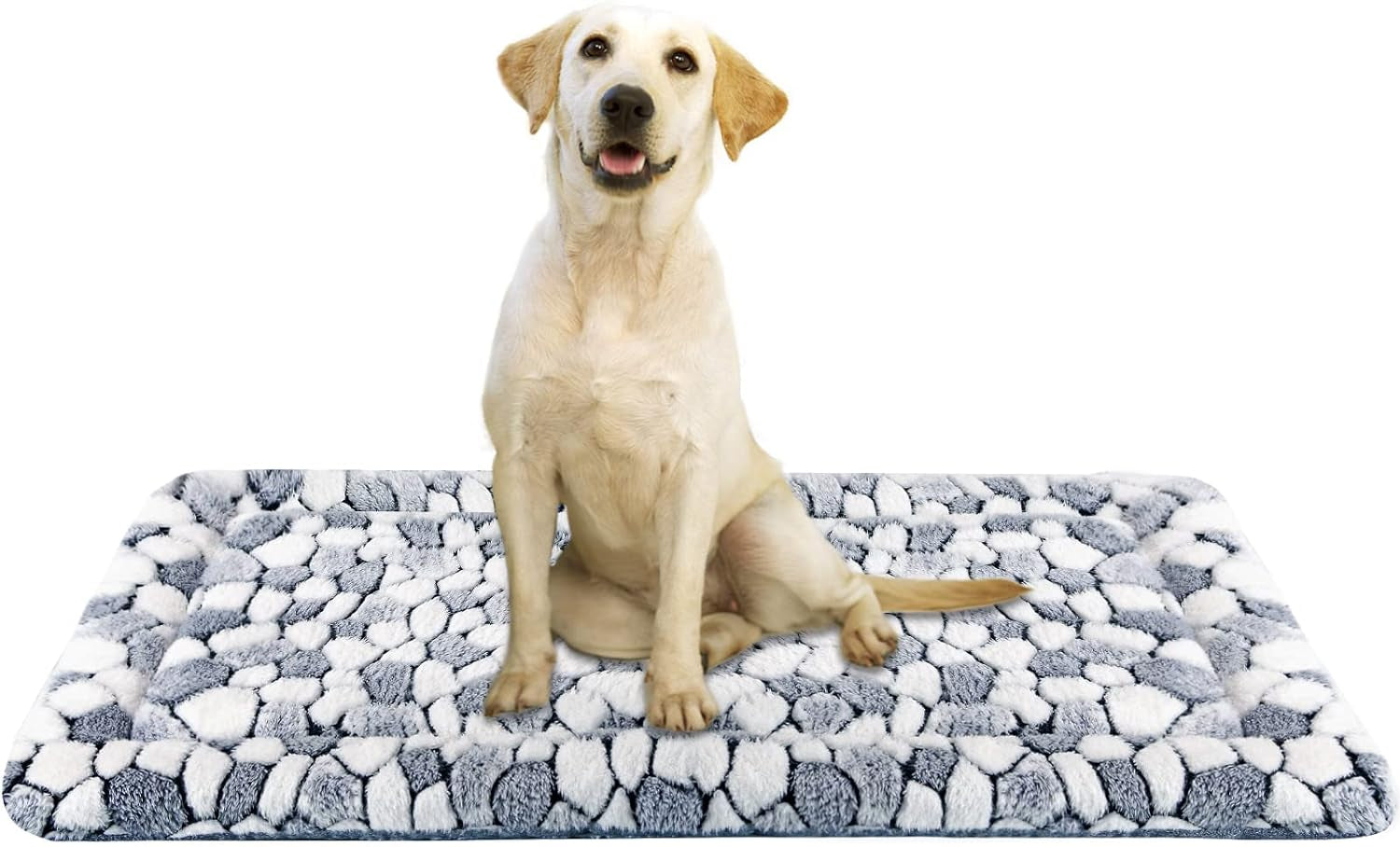Reversible Dog Crate Pad Bed Mat - Soft & Cozy Pet Sleeping Mat for Large to XX-Large Dogs and Cats, Machine Washable in Stylish Grey Stone Pattern